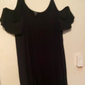 Black Peek-A— Boo shoulder Maxi Dress.